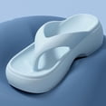 thumbnail image 6 of oqasdz Slippers for Women Summer Thick Sole Soft Non Slide Flip Flops Outdoor Beach Vacation Solid Color Slippers Casual Wear,Blue, 6 of 7