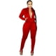 thumbnail image 1 of Conjunto completo deportivo para mujer, con cremallera, color sólido, leggings bifurcados, traje deportivo casual de dos piezas, rojo, M Xishao ropa, 1 of 2