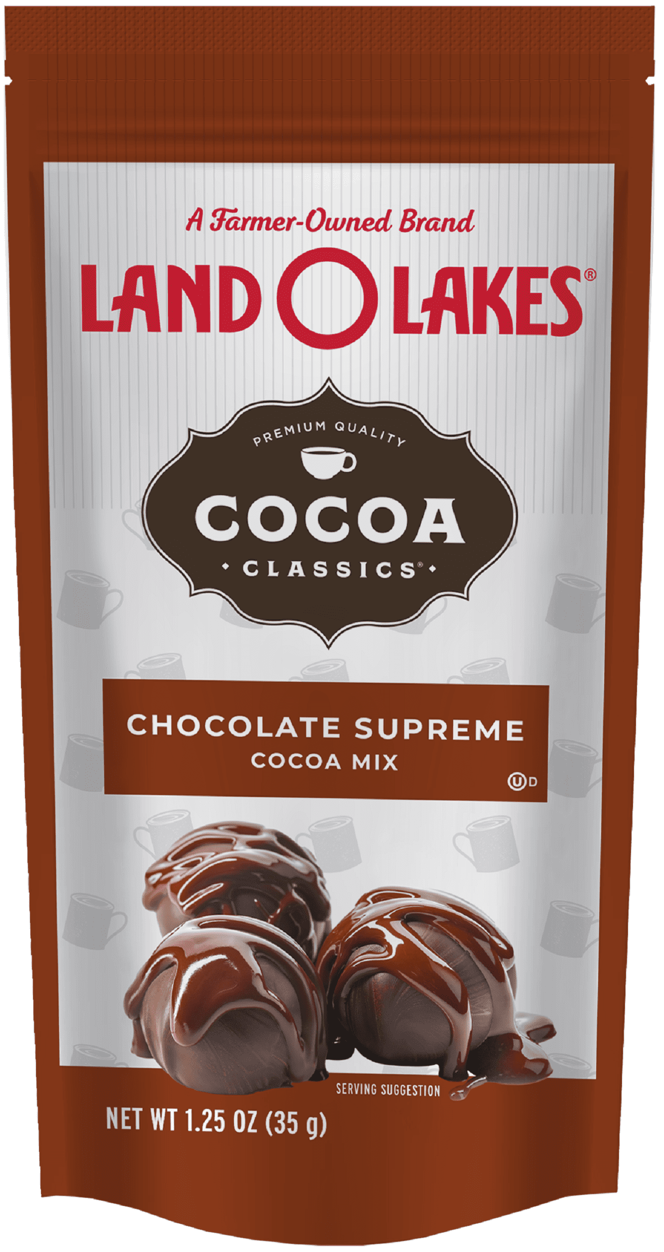 (4 pack) Land O Lakes Chocolate Supreme Hot Cocoa Mix, 1.25 oz. 1 Packet (35g) Serving Size