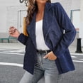 thumbnail image 4 of IMENGL Fall winter solid color corduroy cardigan jacket, Blue M, Size M-3XL, 4 of 4