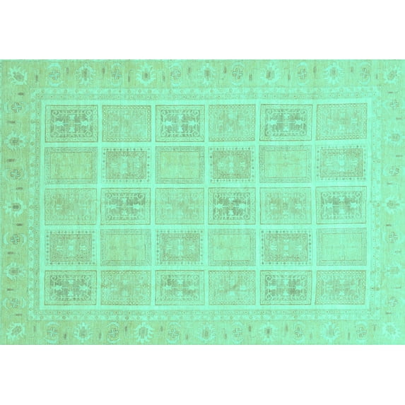 Ahgly Company Indoor Rectangle Abstract Turquoise Blue Modern Area Rugs, 3' x 5'