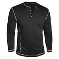 thumbnail image 2 of GuangCheng Mens Long Sleeve Henley Shirt,Slim Fit,Soft,Breathable,Button Placket,Pullover Tops,Black,Size S, 2 of 6