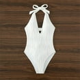 thumbnail image 4 of TrendVibe365 Swimwear for Women Strap Scoop Neck One-Piece Modest Solid Retro Vintage Beachwear Sexy Slimming Bikinis Tankinis for Holiday, Travel and Seaside, 4 of 7