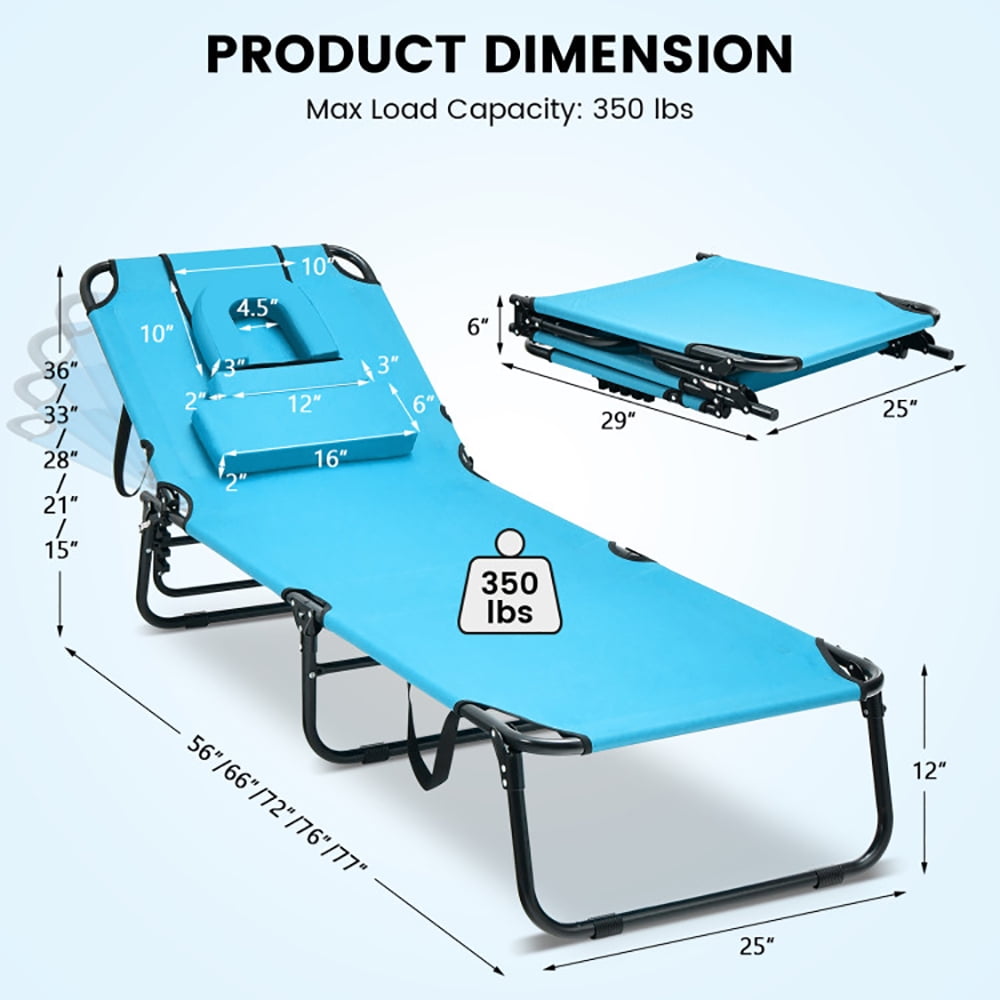 Aimee Lii Beach Chaise Lounge Chair with Face Hole and Removable Pillow, Patio Loungers, Turquoise Aimee Lii Beach Chaise Lounge Chair with Face Hole and Removable Pillow, Patio Loungers, Turquoise