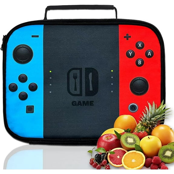 Gamer Lunch Bag for Men Video Game Lunch Box, Reusable Lunch Boxes, Large Capacity Tote Bag for School, Work, Picnic, Travel