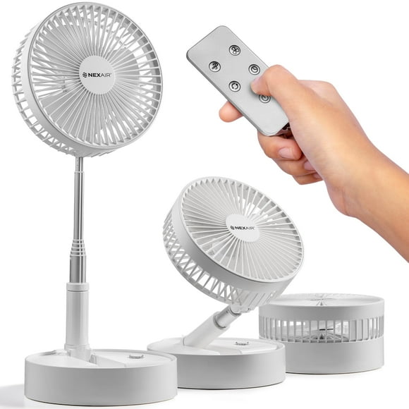 NEXAIR Ventilador plegable, ventilador portátil oscilante de 4 velocidades, altura ajustable de 14 a 40 pulgadas, ventilador plegable con control remoto con batería recargable de 10,000 mAh, ventilado