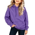 thumbnail image 5 of SERTG Girls Pullover Hoodie Drawstring Pocket Solid Color Long Sleeve Loose Fit Kids Casual School Daily Outdoor Wear Hooded Sweatshirt, 5 of 9