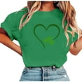 thumbnail image 2 of Qetyuw Women's St Patrick's Day Tops Crew Neck Short Sleeve Summer Casual Tee Shirts Shamrock Love Heart Printed Shirt, 2 of 6