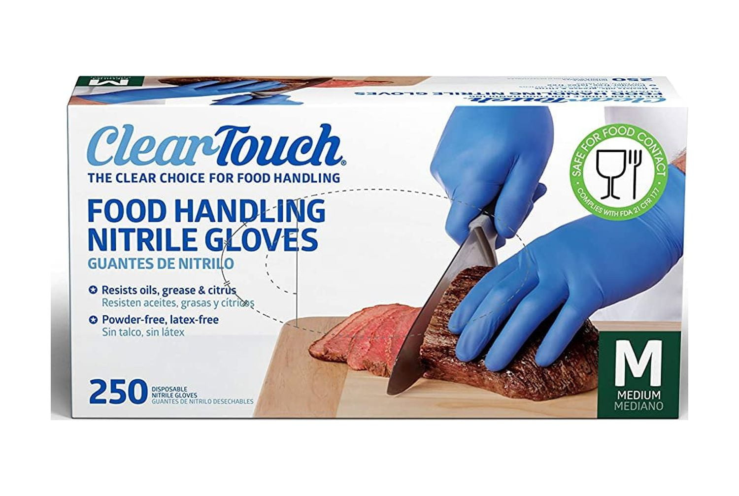 Clear-Touch Food Handling Nitrile Gloves, Medium, 500 ct