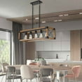 thumbnail image 3 of Kitchen Island Light,5-Light Farmhouse Chandeliers Black Brass Island Lighting Dining Room Pendant Light Fixtures with Clear Glass Shades Rectangular Hanging Lighting for Kitchen (31.5"Lx10.2"W x 33, 3 of 8