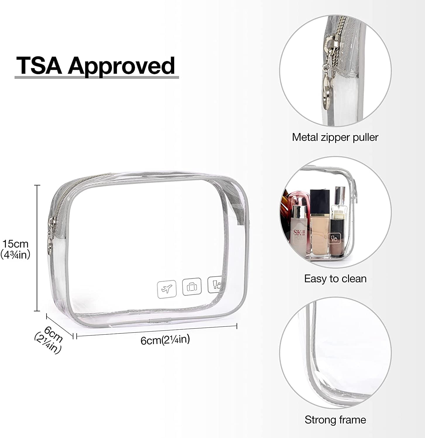 Toiletry Bag Hanging Travel Makeup Organizer with TSA Approved Transparent Cosmetic Bag Makeup Bag for Full Sized Toiletries, Medium-Black
