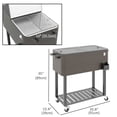 thumbnail image 2 of Chariot-bar Refroidisseur de Boissons d'Extérieur de 67 Qt avec Roues Roulantes, Coffre à Glace Isolé Gris avec Tablette de Rangement Inférieure et Ouvre-Bouteille Intégré pour Patio, Jardin et Fêtes BBQ, 2 of 7