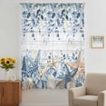 thumbnail image 2 of Blue Eucalyptus Coastal Sheer Curtains 45 Inches Long, Beach Starfish Shell Nautical Retro Light Filering Curtains, Breathable Simi Curtain Privacy Drapes for Kitchen Bathroom Small Window Treatment, 2 of 9