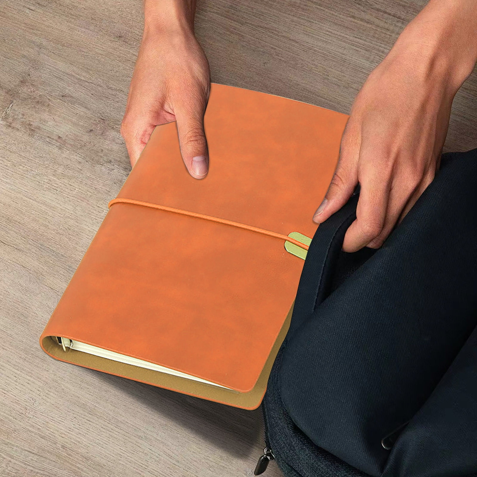 Xecvkr A5 Genuine Leather Binder Notebook with Heavy Duty