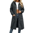 thumbnail image 4 of Perfectbot Women's Maxi Hooded Sweatshirt Coat, Oversized Side Slits Full Zip Jacket Fall Casual Outerwear, 4 of 6