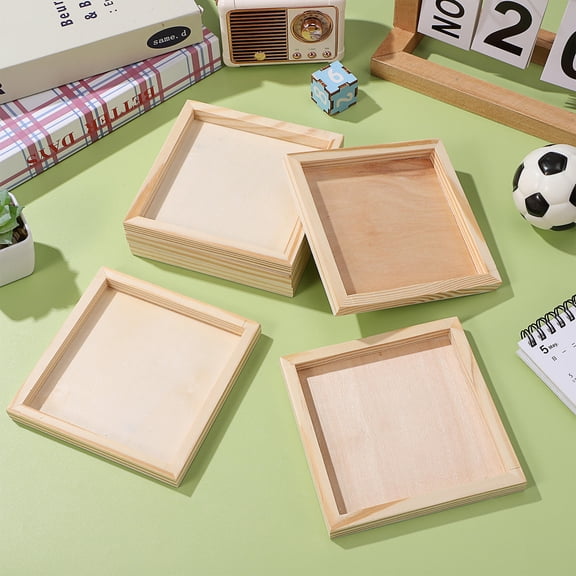 PTOOTP 6 Pcs Wooden Jigsaw Puzzle Trays for Kids Toy Storage Organizer, Family Use, Simple Elegant Design, 4.7×4.7×0.5in