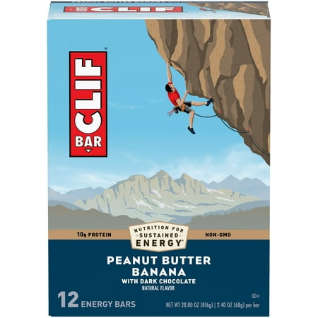 CLIF BAR® Energy Bars Peanut Butter Banana with Dark Chocolate 10g Protein Bar 12 Ct 2.4 oz (Packaging May Vary)