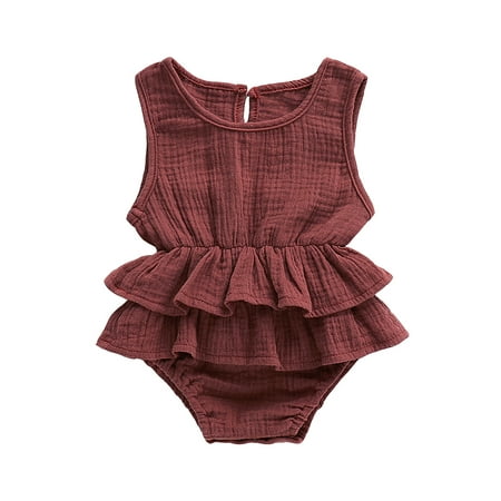 

Sunisery Newborn Baby Girls Sleeveless Romper Solid Color Ruffle Tutu Dress Jumpsuit Summer Sunsuit Outfits 12-18 Months