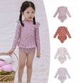 thumbnail image 4 of AJZIOJIRO Baby Girls Long Sleeve Ruffle Bathing Suits Toddler Infant Summer Floral Swimsuit UPF 50+ Sun Protection Swimwear 6M-8T, 4 of 9