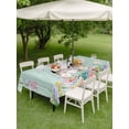 thumbnail image 3 of Outdoor Tablecloth with Umbrella Hole and Zipper, Easter Bunny Rectangle Table Cloth 60x84 Inch Waterproof Tablecloth, Eggs Cute Rabbit Green Wooden Plank Country Picnic Table Cover for Patio Camping, 3 of 7