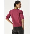 thumbnail image 3 of DressBerry Women’s Solid Cotton Poplin Top V Neck Flared Elbow Sleeves Waist Length Regular Wear Light Weighted Casual Summer Blouse, 3 of 7