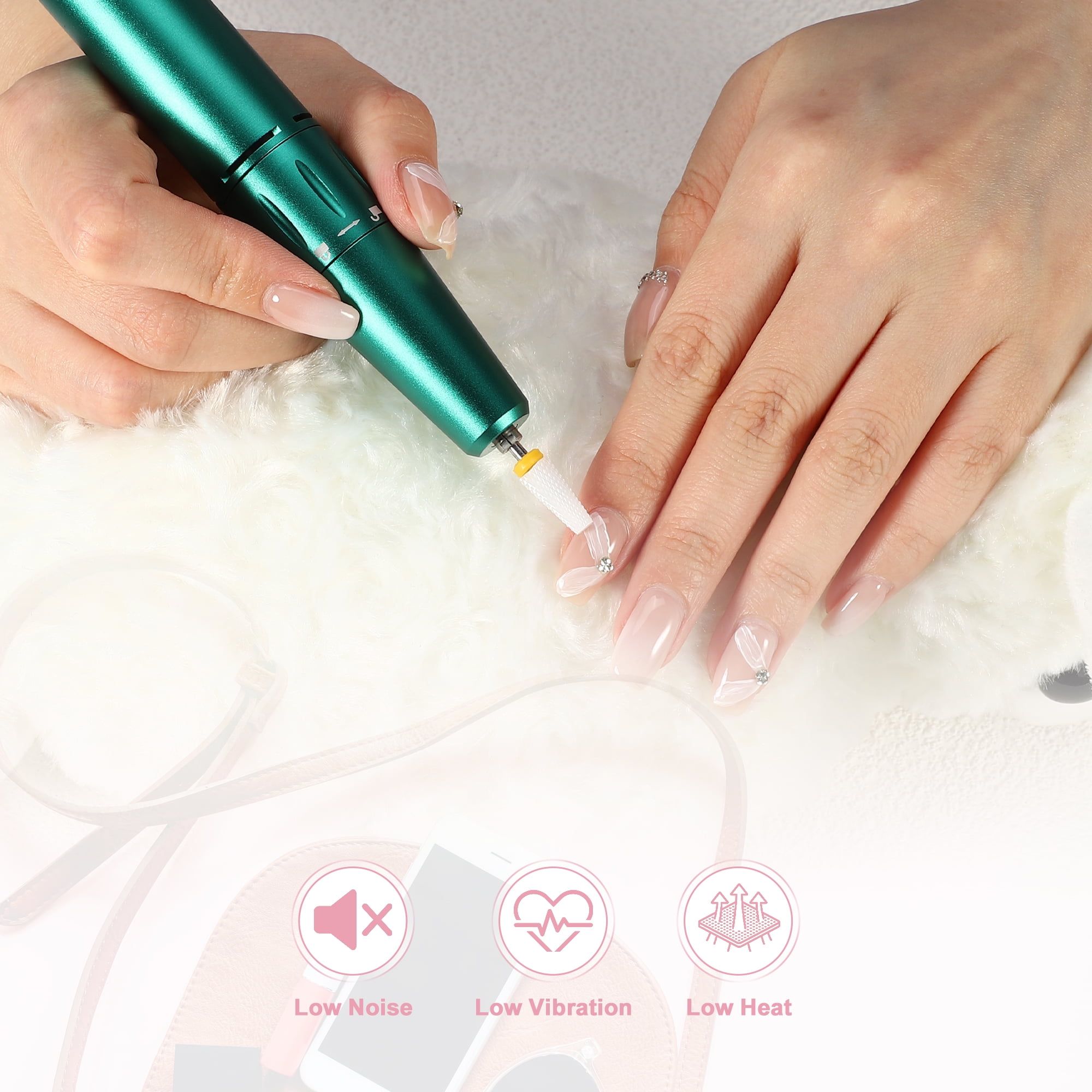 1 Set Electric Nail Drill Kit 30000RPM Nail Drill Machine Digital Display Portable Nail File Drill Green