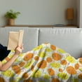 thumbnail image 3 of Tangerine Soft Flannel Fleece Throw Blanket, Childish Pattern of Cheerful Lemon and Orange Floral Backdrop, Cozy Plush for Indoor and Outdoor Use, 50" x 60", Yellow Orange Lime Green, by Ambesonne, 3 of 5