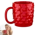 thumbnail image 4 of GFHFHITJ Embossed Hearts Stoneware Ceramic Mug Red Valentine's Day, 4 of 9