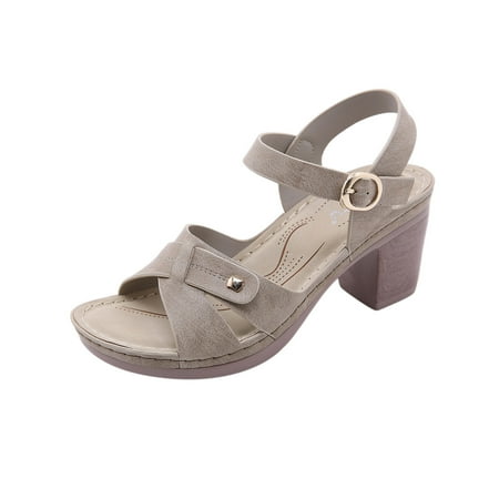 

YanHoo Women s Chunk Low Heel Sandals Bridal Ankle Strap Buckle Wedding Shoes Fashion Open Toe Thick Heel Sandals Comfortable Large Size Women s Sandals