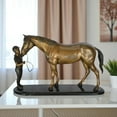 thumbnail image 3 of Nifao Girl Kisses Her Horse Bronze Statue on Marble Base – Home Decor Sculpture, 23"L x 6"W x 15"H, 3 of 13