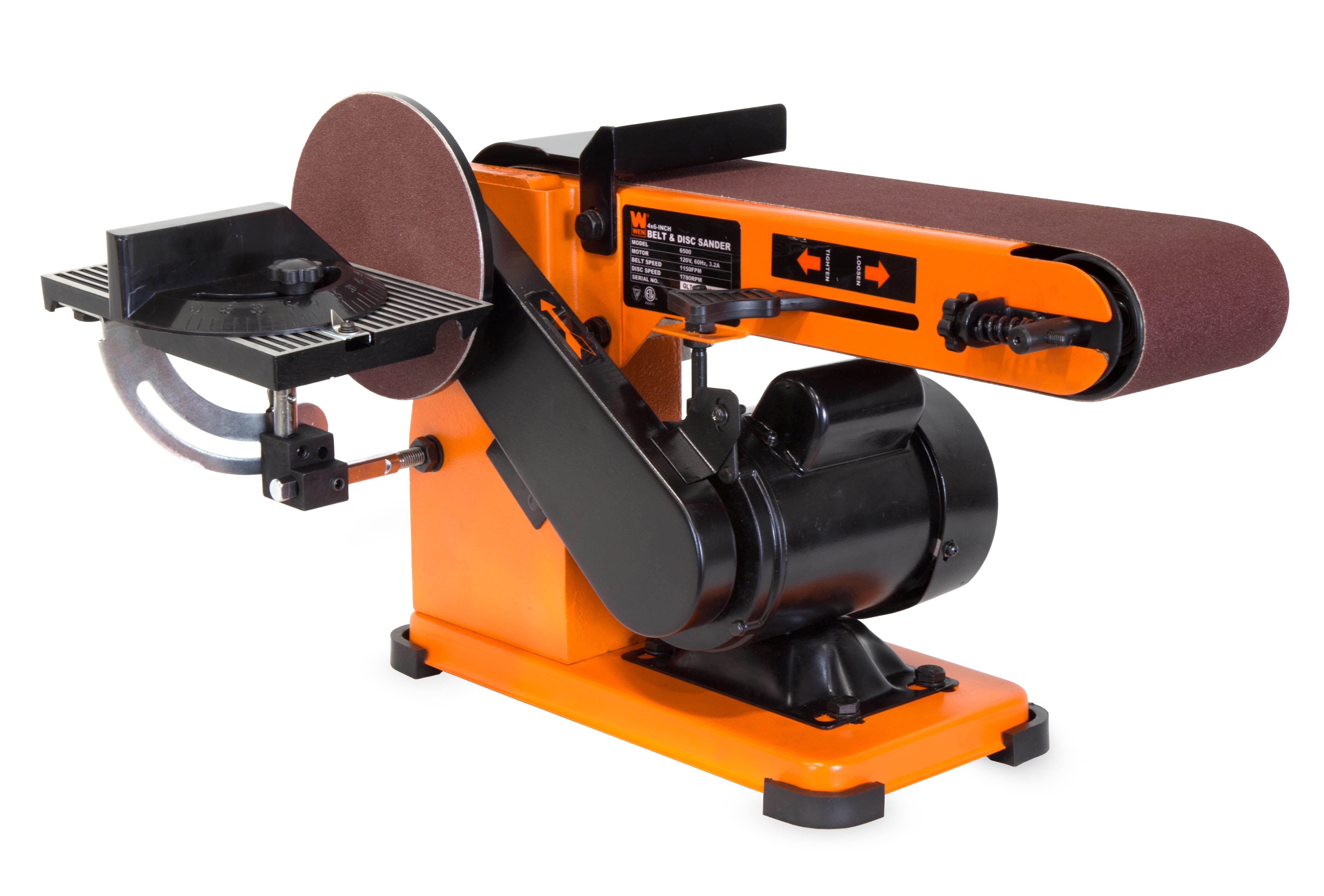 6500T WEN 3.2-Amp 4 x 36-Inch Belt and 6-Inch Disc Sander with Steel Base 