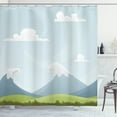 thumbnail image 1 of Ambesonne Cloud Shower Curtain, Cartoon Mountains Idyllic, 69"Wx75"L, Bluegrey Green Pale Blue, 1 of 3