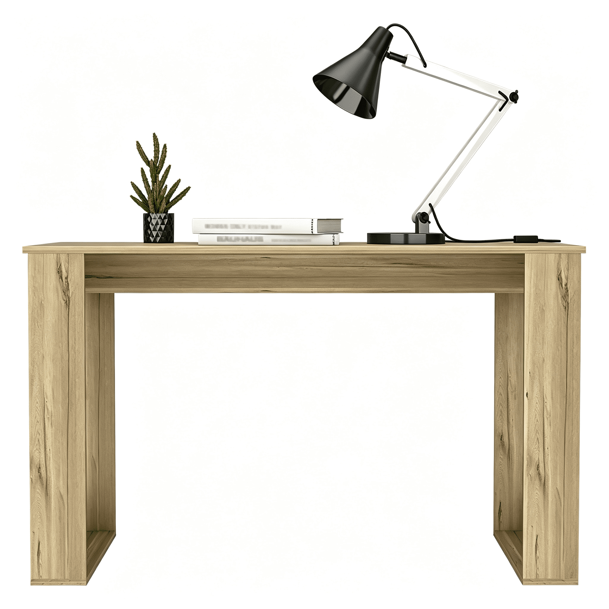 Asteroutdoor Computer Desk Albion, Light Oak Finish, 47.2 in Wide Worksurface, 23.6 in Deep, 24.1 in Legroom, Particle Board