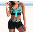 thumbnail image 2 of Conjunto de Traje de Baño Dividido de Mujeres, Tres Piezas Impreso Bikini Sexy para la Playa Y la Piscina, Traje de Baño sin Espalda con Almohadilla de Pecho, Nylon de Dos Piezas, 2 of 3