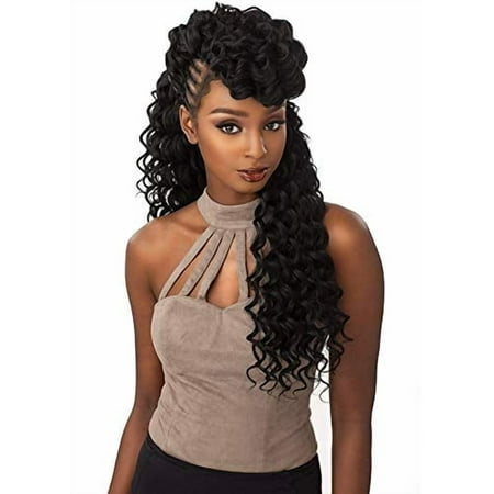[4Packs Deal] Sensationnel Lulutress Crochet Braiding Hair Extension - DEEP WAVE 18 (T1B/27 [T:Off Black B:Strawberry Blonde])