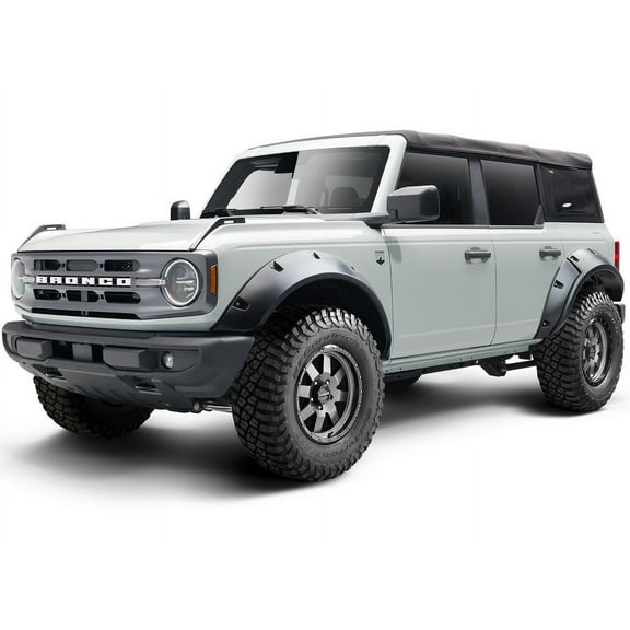 Bushwacker by RealTruck Pocket/Rivet Style Front & Rear Fender Flares | 4-Piece Set, Black, Smooth Finish | 20960-02 | Compatible with 2021 - 2024 Ford Bronco 4-Door