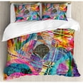 thumbnail image 3 of Abstract Duvet Cover Set Twin Size, Retro Background Graphic Artistic Composition in Watercolors Creative Illustration, Decorative 2 Piece Bedding Set with 1 Pillow Sham, Multicolor, by Ambesonne, 3 of 3