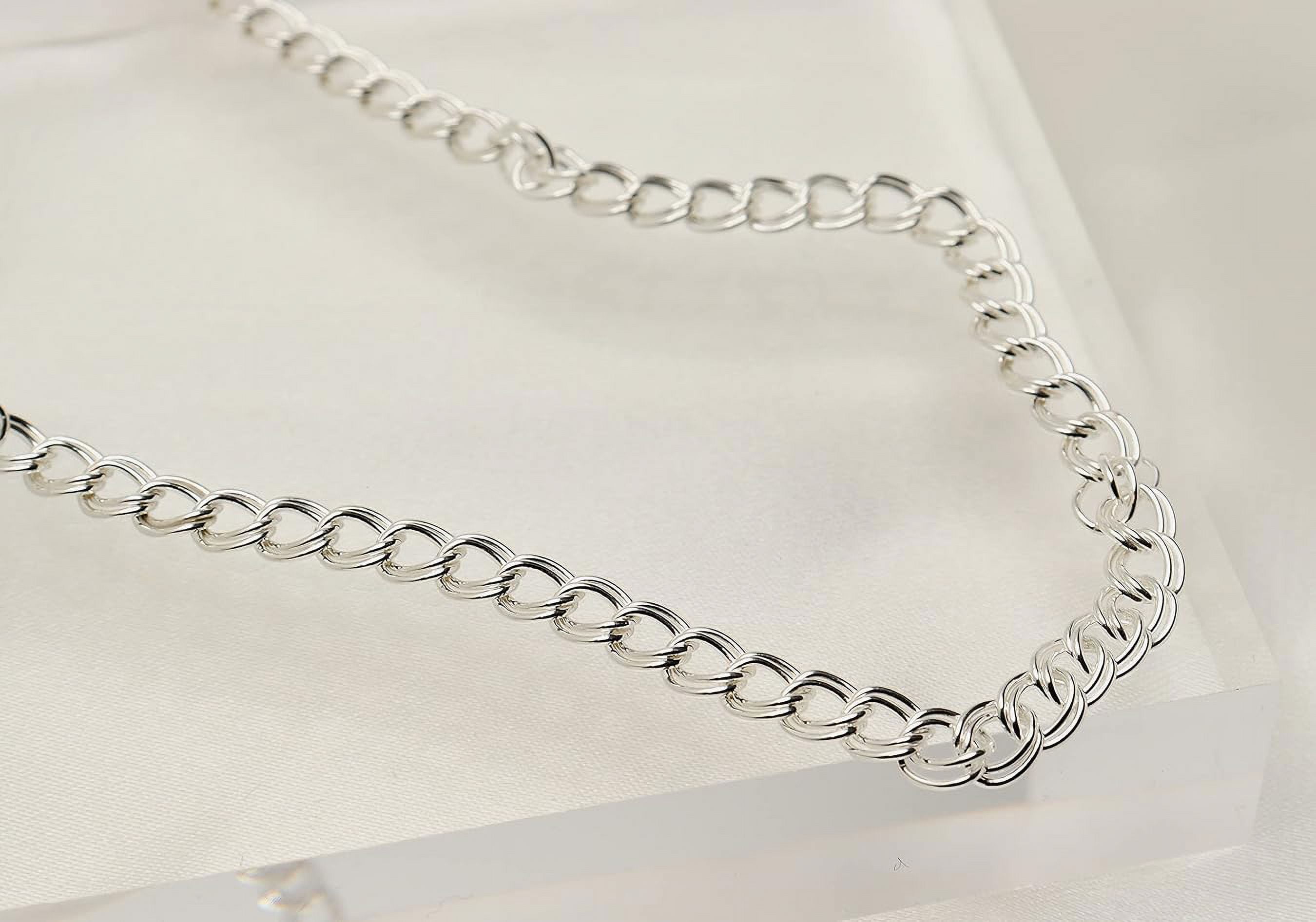 PORI JEWELERS 925 Sterling Silver 4mm Charm Link Chain Anklet - Available in Silver or Yellow 9"