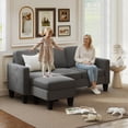 thumbnail image 2 of HOMCOM Sectional Sofa, L Shaped Couch with Changeable Chaise, Dark Grey, 2 of 10