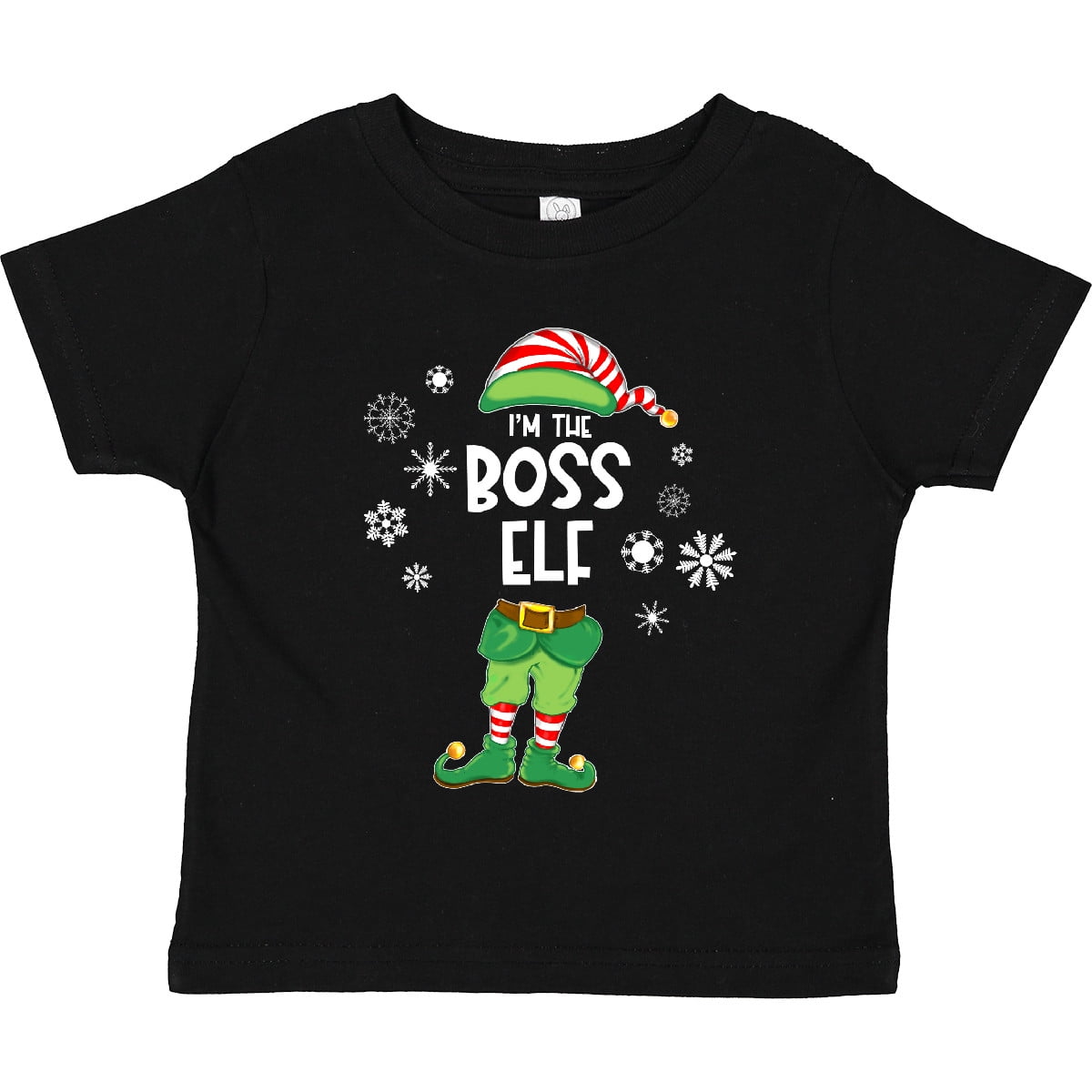 Inktastic Funny Christmas I'm the Boss Elf with Shoes and Hat Boys or Girls Toddler T-Shirt