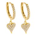 thumbnail image 1 of Pendientes colgantes de aro con diamantes de imitación: Pendientes colgantes decorativos con forma de corazón Pendientes perforados, 1 of 5