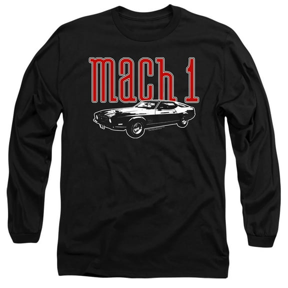 Ford Mustang Mach 1 Long Sleeve Adult 18/1 T-Shirt Black