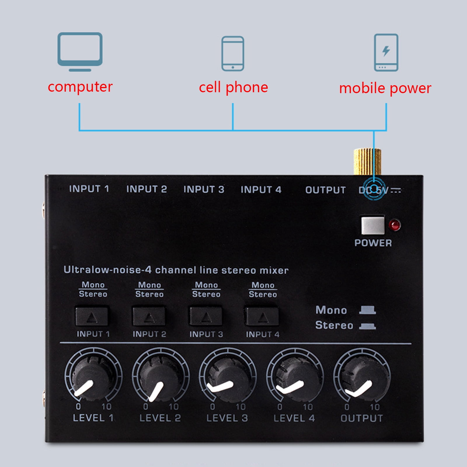 Stereo Four-way Stereo Audio Mixer Stereo Sound Mixer Signal Amplifiers