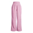 thumbnail image 4 of XIAOCHA Women's Stripe Print Wide Leg Pants Smocked High Waist Pants Daily Casual Loose Trousers, 4 of 4