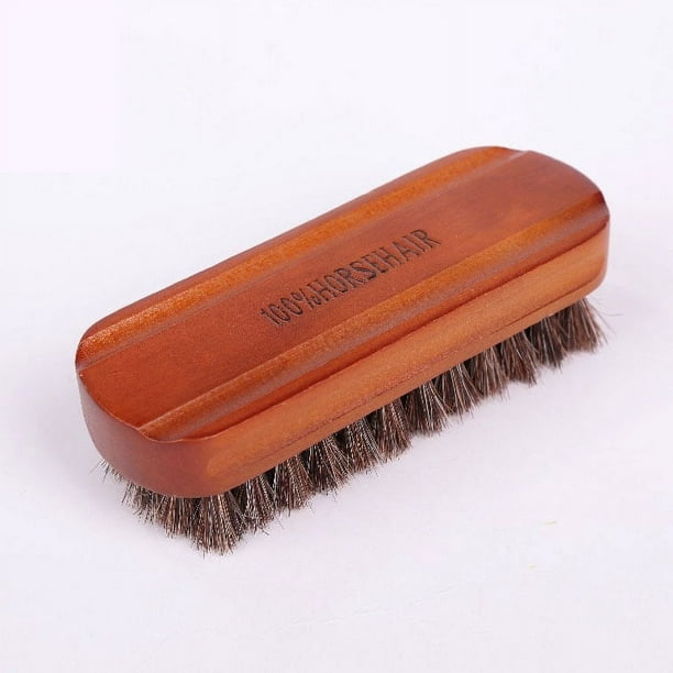 Premium Horsehair Shoe Brush 2Pcs - Wooden Handle Polish