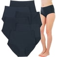 thumbnail image 4 of ToBeInStyle Women's 6 Pack High Waisted Seamless Basic Laser Cut Panties - Black - 4X-Large, 4 of 7