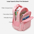 thumbnail image 3 of 3-Piece Backpack Set,Large Capacity Daisy Print Backpack with Insulated Lunch Bag & Pencil Pouch,Waterproof with Laptop Compartment & Side Pocket, 3 of 8