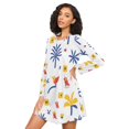 thumbnail image 3 of FORMRS Womens Long Sleeve Nightgowns Crew Neck Sleep Shirt Soft Pajamas Sizes S-3XL, Tropical Rhythm, 3 of 8
