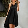 thumbnail image 6 of RQYYD Women's Solid Color Nightshirt Notch V Neck Sleeveless Button Down Nightdress Cotton Linen Nightgown 2024, 6 of 6