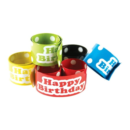 Polka Dots Happy Birthday Slap Bracelets, 10/Pack
